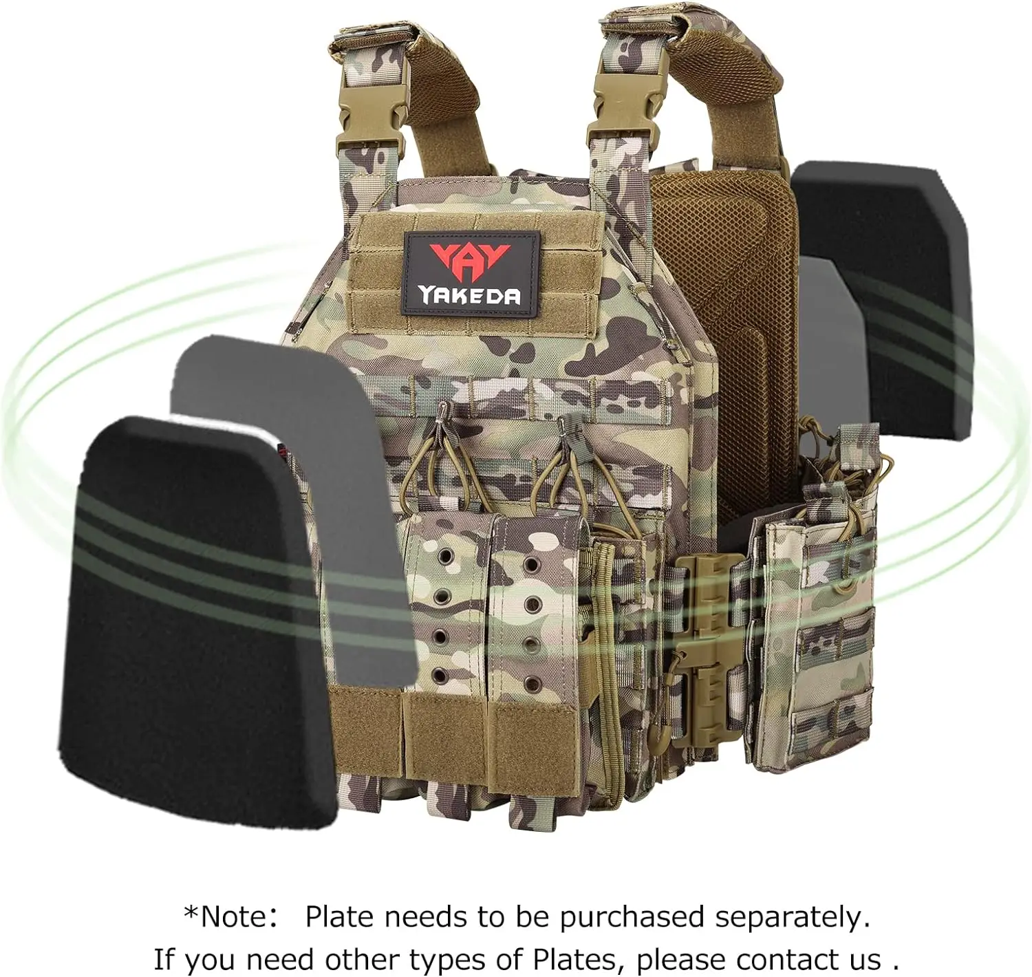 Yakeda 1000D Nylon Plate Carrier Vest Outdoor Hunting Protective Adjustable Molle Vest for Airsoft Combat - Image 4