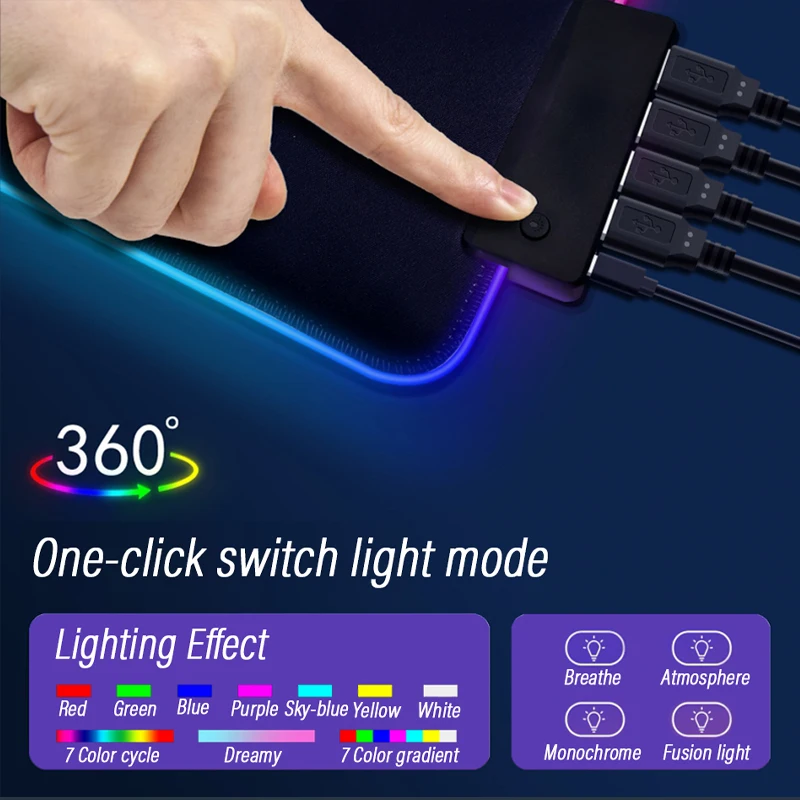 Csgo Custom Counter Strike Wereldwijde Offensief Lichtgevende Muismat Rgb Kleur Stof Gaming Deskmat Usb Hub Extensions 4 Poort Tapijt - Image 5